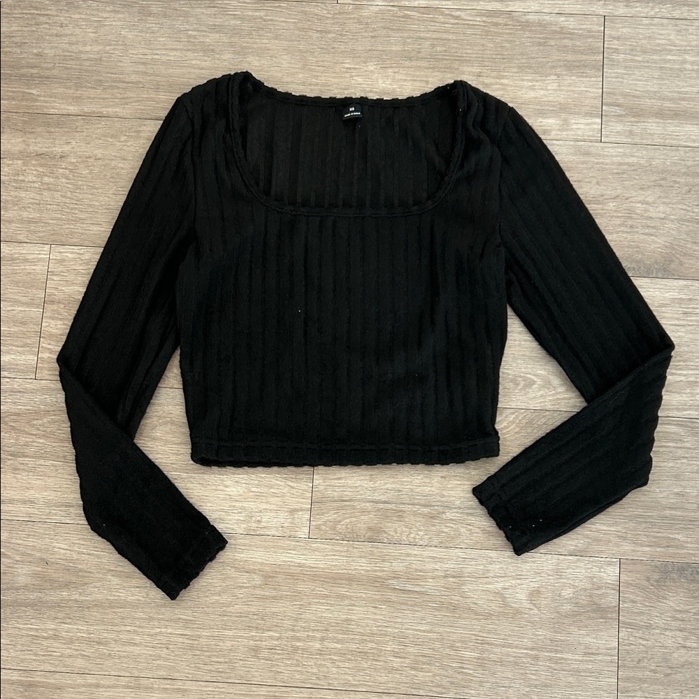 Rib knit Long Sleeve Crop Top